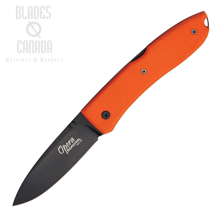 Lion Steel Big Opera Folding Knife, D2 Black, G10 Orange, 8810B OR